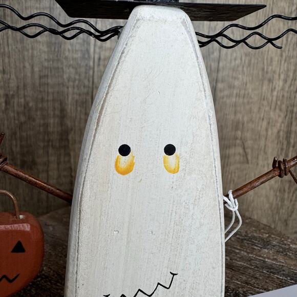 Rustic Halloween Home Decor Sitter Wood Ghost Fall Autumn FAST SHIP NEW - Picture 4 of 9